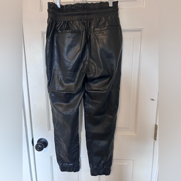 7 For All Mankind Black Faux Leather Joggers - Picture 2 of 5